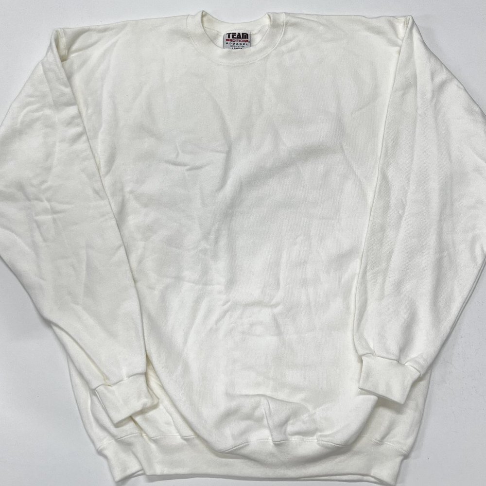 Team Edition‎ Crew Sweatshirt Vintage Men Large Pullover USA Blank Solid White